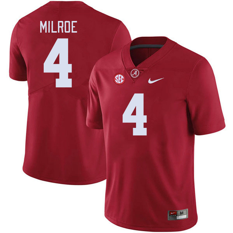 #4 Jalen Milroe Alabama Crimson Tide Jerseys Football Stitched-Crimson